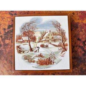 Currier & Ives "The Homestead in Winter" Framed Tile